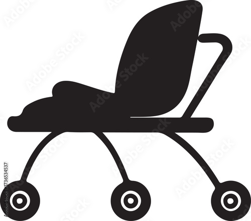 Baby walker icon,Baby carry cot, in silhouette 