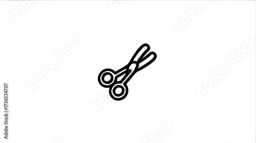 Simple black outline icon of scissors, a versatile cutting tool. Minimalist graphic for design, craft, office, or school concepts.