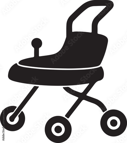 Baby walker icon,Baby carry cot, in silhouette 