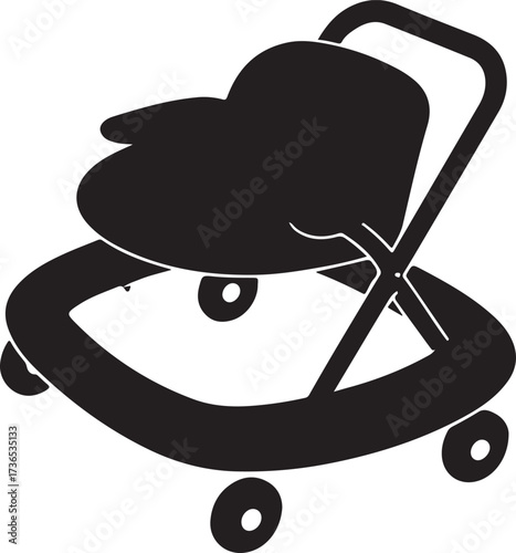 Baby walker icon,Baby carry cot, in silhouette 