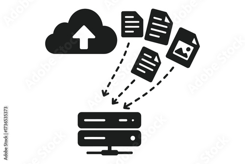 Cloud storage upload and download data transfer to server icon
