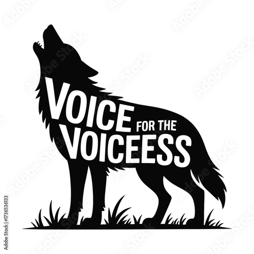 Silhouette of Wolf with Text Voice for the Voiceless Artwork