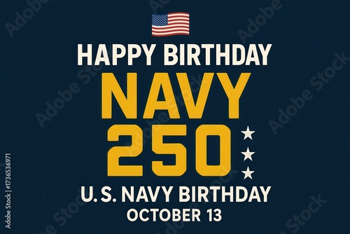 Patriotic U.S. Navy 250th Anniversary October 13 Greeting Card Banner with Anchor Symbol and Military Celebration Generative AI