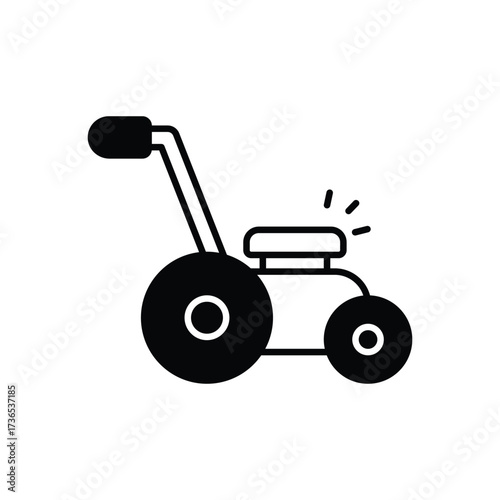 Lawn Mower Black Solid Glyph Vector Icon