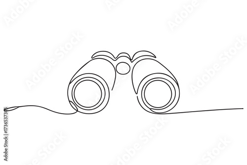 Continuous one line drawing of Binocular. Binocular single line art vector design. one line Icon drawing with white background