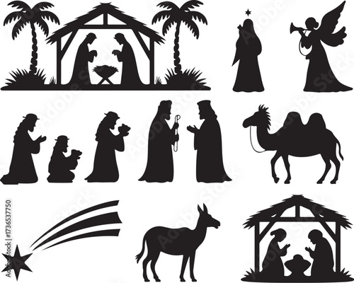 Nativity scene silhouette for elegant holiday decor