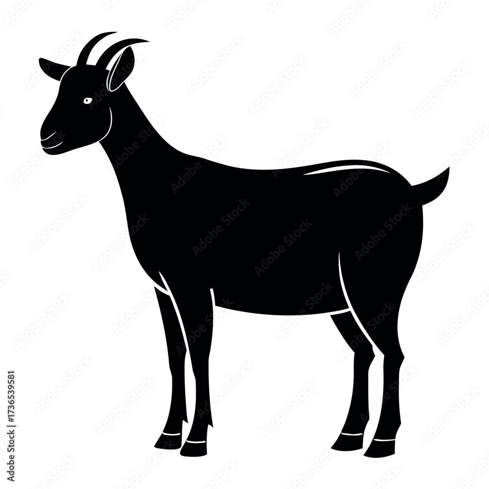 Fototapeta premium Black colour Eid goat (qurbani animal) silhouette vector illustration, solid white background (2).eps