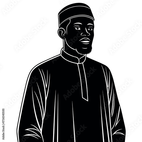 Black colour Muslim man praying silhouette vector illustration, solid white background (2).eps