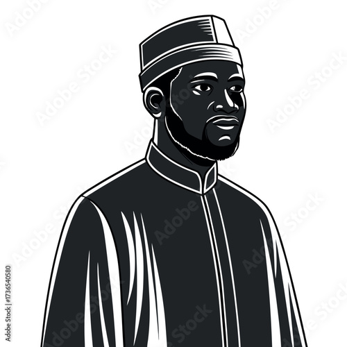 Black colour Muslim man praying silhouette vector illustration, solid white background (4).eps