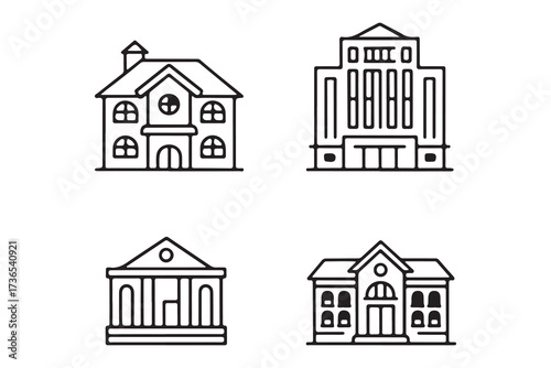 Buildings and architecture, house, courthouse, building, town hall icons