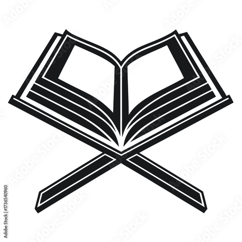 Black colour Quran with stand (Rehal) silhouette vector illustration, solid white background (4).eps