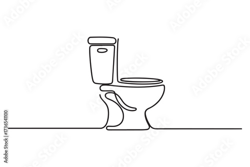 Toilet icon high commode continuous single line drawing concept of hygienic minimalist. one line Icon drawing with white background