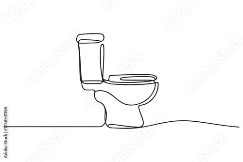Toilet icon high commode continuous single line drawing concept of hygienic minimalist. one line Icon drawing with white background