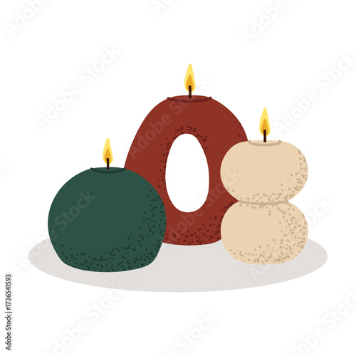 Abstract candle composition illustration for home decor, greeting cards, and festive designs.