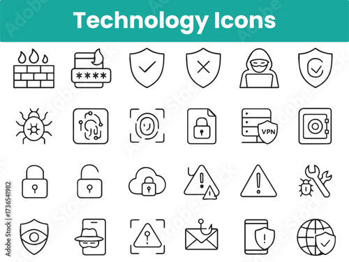 Editable Cyber Attack & Hacking Icon Set