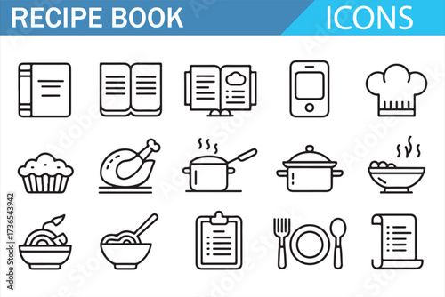 Culinary Tools and Dishes — Modern Outline Icon Collection