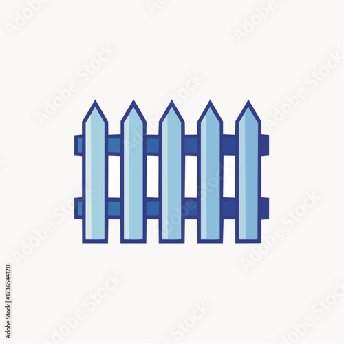 Illustrative graphic of a light blue picket fence rendered in a flat design style