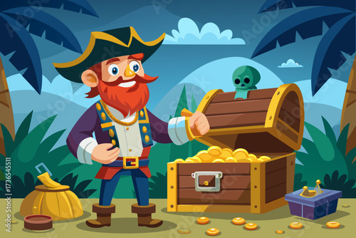 pirate with treasure chest