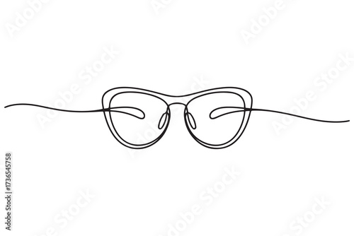 Glasses icon continuous one line drawing vector. Single line eyeglasses icon. one line Icon drawing with white background