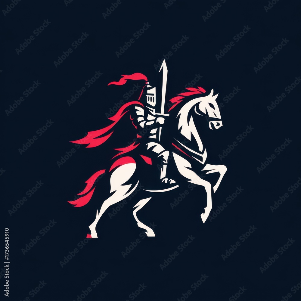 Fototapeta premium Knight on Horseback with Sword - A Symbol of Courage and Valor.