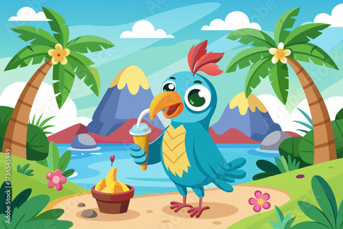tropical island with palm trees
