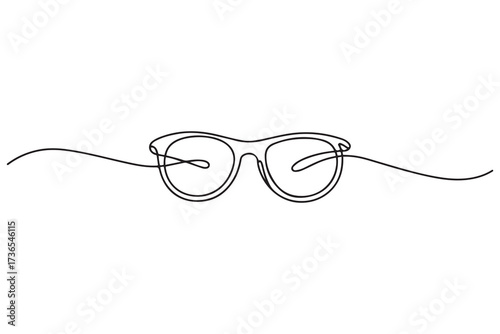 Glasses icon continuous one line drawing vector. Single line eyeglasses icon. one line Icon drawing with white background