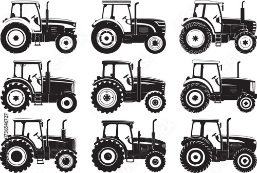 Versatile tractor collection ideal for agri-business logos