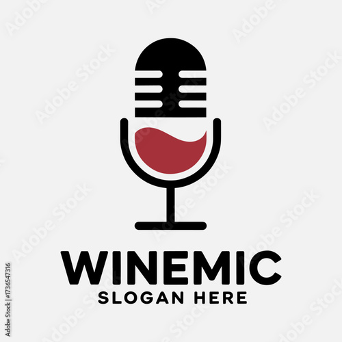 Mic logo, wine podcast logo