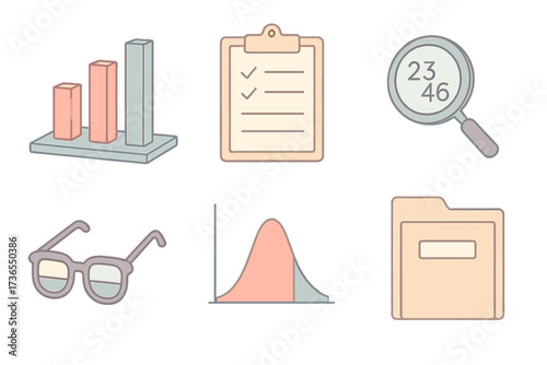 Placebo Study Illustration. Isometric vector illustration set Placebo Research Data: bar chart showing placebo vs drug, clipboard