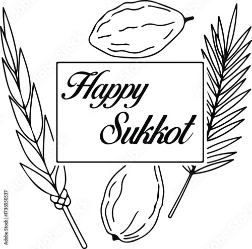 Happy Sukkot Greeting with Four Species