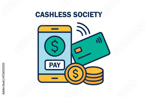 Digital payment technology in a cashless society with smartphone and credit card