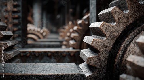 Detailed Close-Up of Carburized Gears in a Industrial Setting