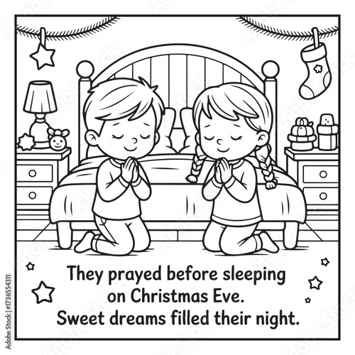 Black and White Holiday Coloring Page, Fun Christmas Coloring Page, Coloring Page Line Art, Christmas Coloring Page Illustration, Christmas Story