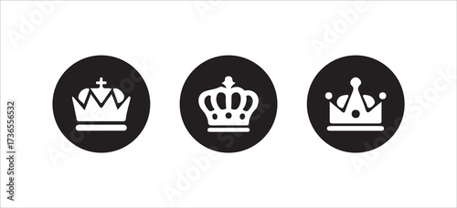 Crown icons set, Simple crown symbol collection, Royal crown black silhouettes,  Collection different crown sign, vector illustration eps 10.