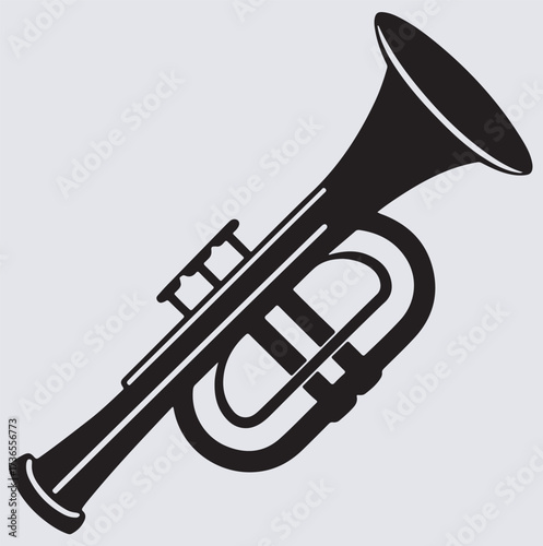 icon of trumpet silhouette vector art illustration, trumpet isolated on white
