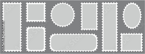 Blank postage stamps borders vector set. Mockup postage stamps with shadow. Realistic trendy post stamps set.. set of vintage summer.