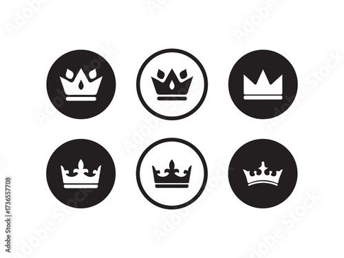 Crown icon set, crown vector icon,  Black crown symbol, Vector illustration eps 10.