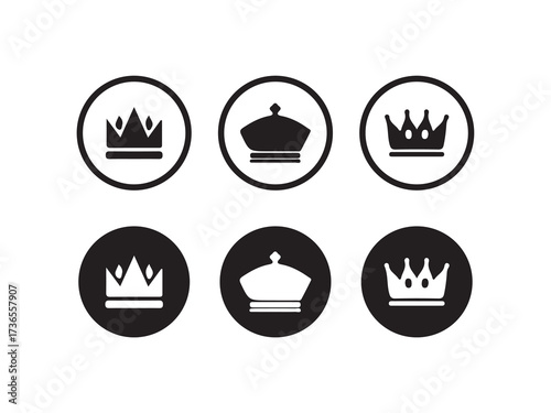 minimalist Crown set icons,  Collection different crown sign, Royal crown icon in black silhouette, crown vector icon,  Vector illustration EPS 10.