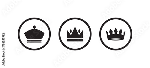 Crown icon set,  Royal crown symbol collection, line crown icon, silhouette crown symbol, vector illustration eps 10.
