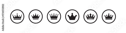 Crown icon set, crown vector icon, Royal sign symbol vector, black crown icon, Collection of crown silhouette,  Vector illustration EPS 10.