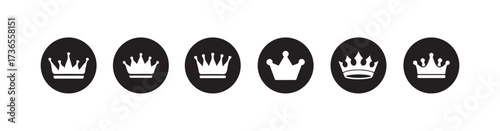 Crown icons set, Simple crown symbol collection, Royal crown black silhouette, Collection different crown sign, Vector illustration EPS 10.
