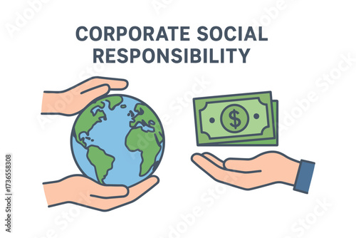 Corporate social responsibility concept with earth and money exchange