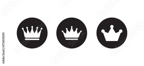 Crown Icon Set, Royal king crown symbol, crown logo collection, Flat silhouette, isolated on white background, Vector illustration EPS 10.
