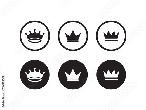 Crown icon set, Royal crown symbol collection, line crown icon, Simple black crown icon, vsctor illustration eps 10.
