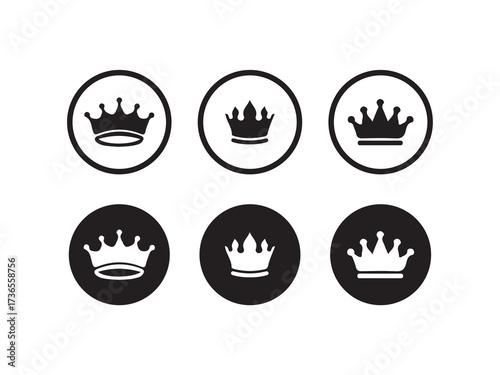 Crown icon set, Royal crown symbol collection, line crown icon, Simple black crown icon, vsctor illustration eps 10.