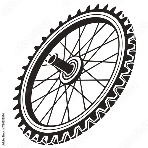 Black and white bicycle wheel