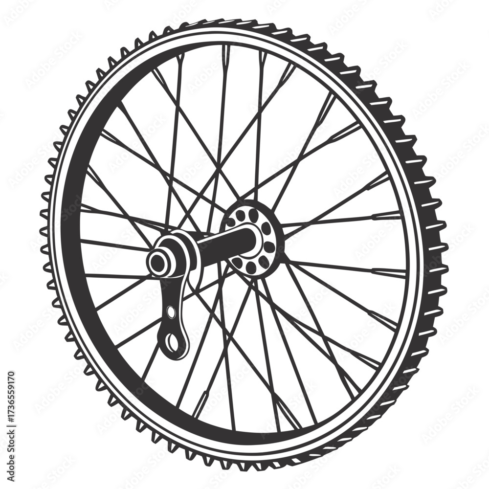 Fototapeta premium Illustration of a bicycle wheel with spokes