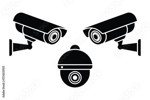 Surveillance cameras monitoring an area for security and protection