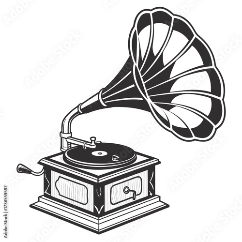 Vintage gramophone, a classic musical device