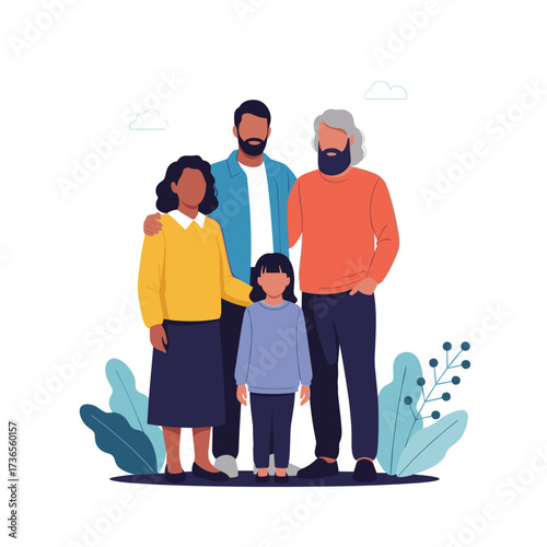 Diverse family generation portrait celebrating unity and togetherness for a happy future.